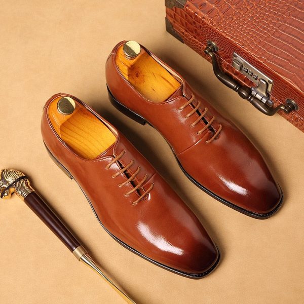 Men's Business Dress Shoes Office Leather Shoes Mens Lace-up Casual Wedding Party Shoes Fashion Men Flats Plus Size - Image 5