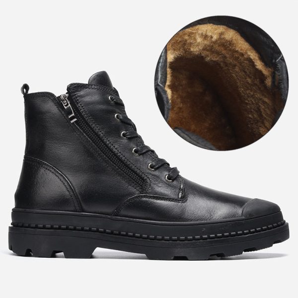 Natural Cow Leather Men Winter Boots Handmade Retro Men Boots Genuine Leather Men Winter Shoes - Image 6