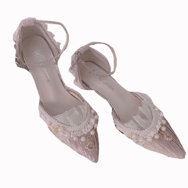 Lolita Elegance Shoe Pointed Toe High-heel 6cm Floral Wedding Pearl Star Moon Ornament Kawaii Tea Party Cosplay Anime Cute Shoes - Image 5