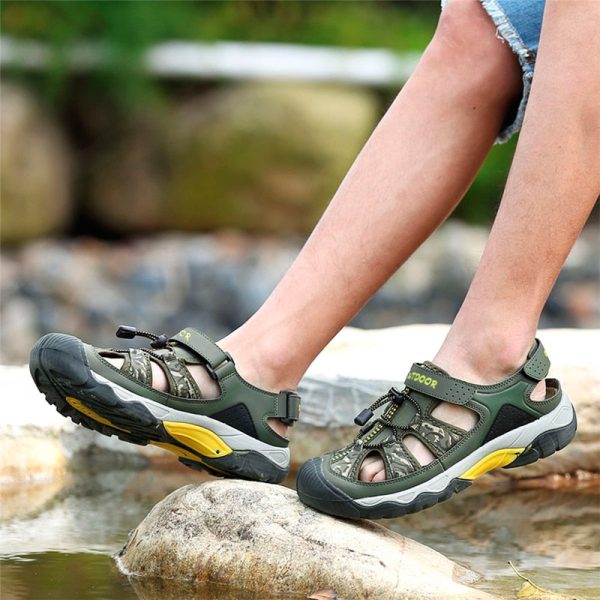 Classic Summer Men Sandals Fashion Large Size Beach Sandals New Breathable Casual Flat Sandals Men Outdoor Non-slip Wading Shoes - Image 2