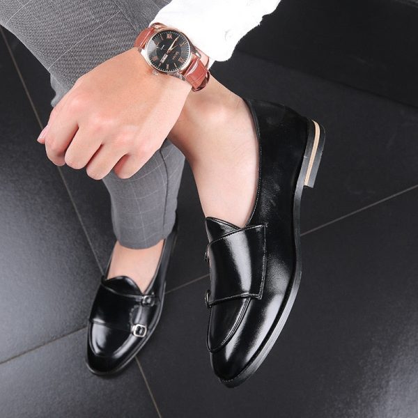 Men's Cusual Leather Shoes Wedding Party Shoes Fashion Men Slip-on Buckle Shoe Mens Loafers Moccasins Driving Flats - Image 5