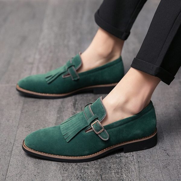 High Quality Mens Tassel Loafers Formal Slip On Men Green Leather Shoes Luxury Suede Loafers Men Oxfords Shoes chaussure homme - Image 3