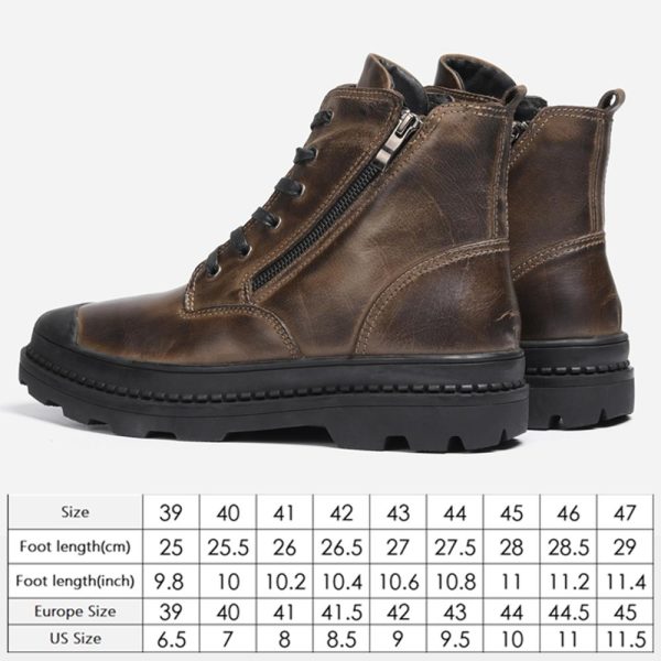 Natural Cow Leather Men Winter Boots Handmade Retro Men Boots Genuine Leather Men Winter Shoes - Image 2