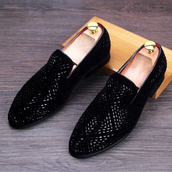 Men's Genuine Leather Loafers Casual Shoes Fashion Mens Rhinestone Driving Shoes Man Flats Dress Wedding Shoes - Image 4