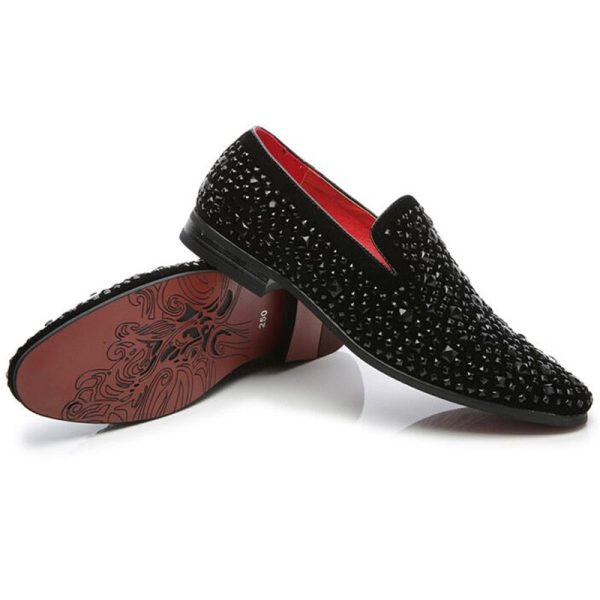 Men's Genuine Leather Loafers Casual Shoes Fashion Mens Rhinestone Driving Shoes Man Flats Dress Wedding Shoes - Image 3