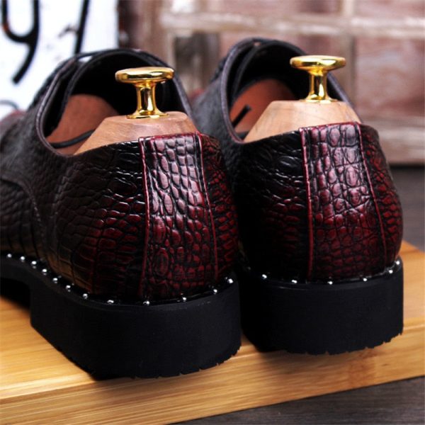 Men's Crocodile Dress Leather Shoes Lace-Up Wedding Party Shoes Mens Business Office Oxfords Flats Plus Size Men Fashion - Image 4