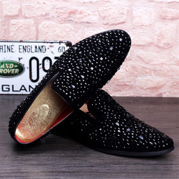 Men's Genuine Leather Loafers Casual Shoes Fashion Mens Rhinestone Driving Shoes Man Flats Dress Wedding Shoes - Image 2