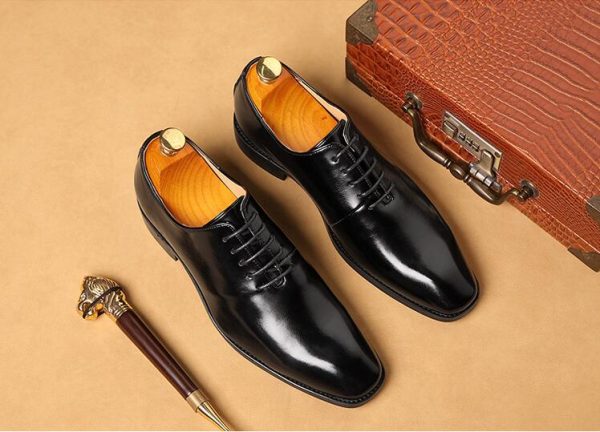 Men's Business Dress Shoes Office Leather Shoes Mens Lace-up Casual Wedding Party Shoes Fashion Men Flats Plus Size - Image 4