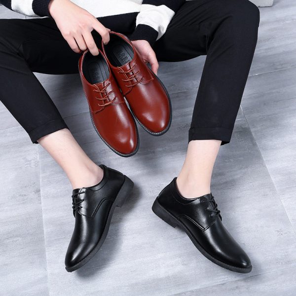 Men's Leather Shoes Business Formal Leather Shoes Men's Casual Leather Shoes Korean Style Trendy Shoes Versatile Breathable Men's Leather Shoes Men's - Image 4