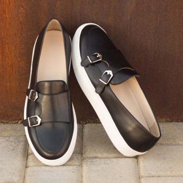 New Brown Men's Vulcanize Shoes Double Buckle Monk Shoes Black  Slip-On Lazy Shoes Handmade  Free Shipping Men Casual Shoes - Image 7