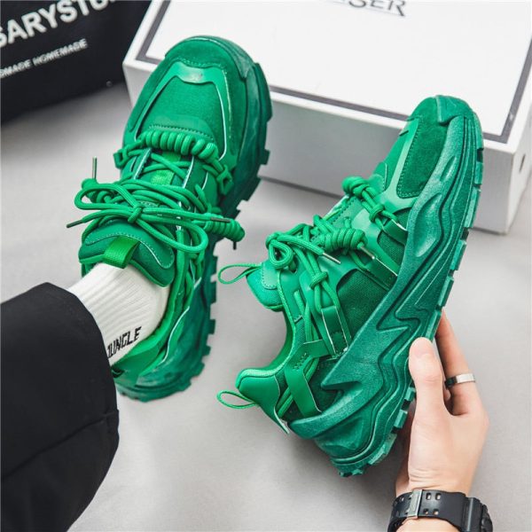 Trendy Green Mens Fashion Sneakers  Superstar Shoes Streetwear Men's Chunky Sneakers Casual Designer Platform Mens Trainers - Image 4