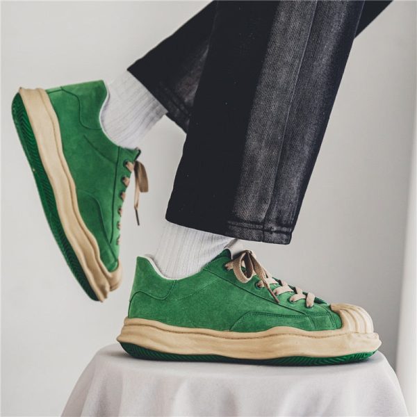 Harajuku Green Casual Sneakers Men Spring Shellhead Vulcanized Shoes Men Street Hip Hop Canvas Sneakers Men Platform Footwear - Image 3