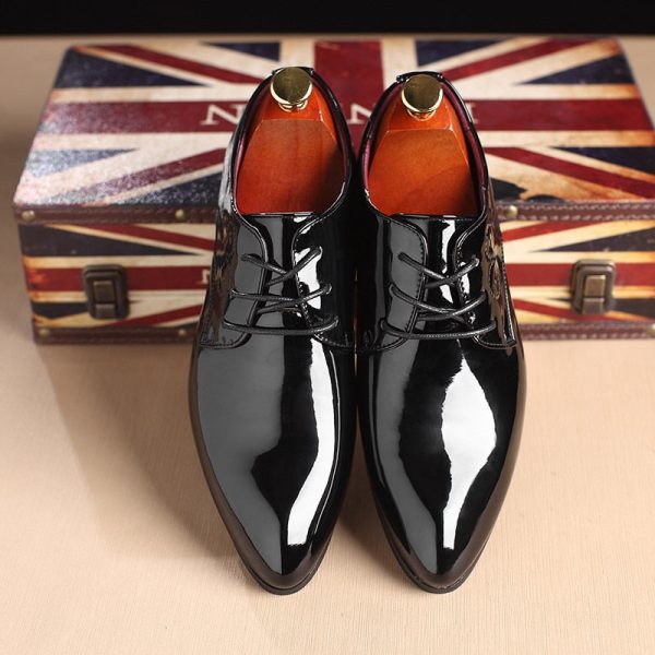 Men's Classic Retro Brogue Shoes Patent Leather Mens Lace-Up Dress Business Office Shoes Men Party Wedding Oxfords Sizes 38-48 - Image 2