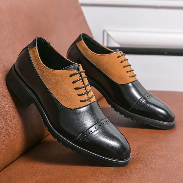 New Men Derby Shoes Black Round Toe Lace-up Party Business Pu Leather Handmade Men Dress Shoes  Size 38-46 - Image 3