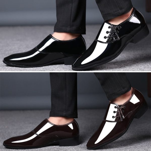 Trending Italian Patent Leather Shoes for Men Business Shoe Lace Up Oxfords Plus Size Male Wedding Party Shoes Men Black Leather - Image 3