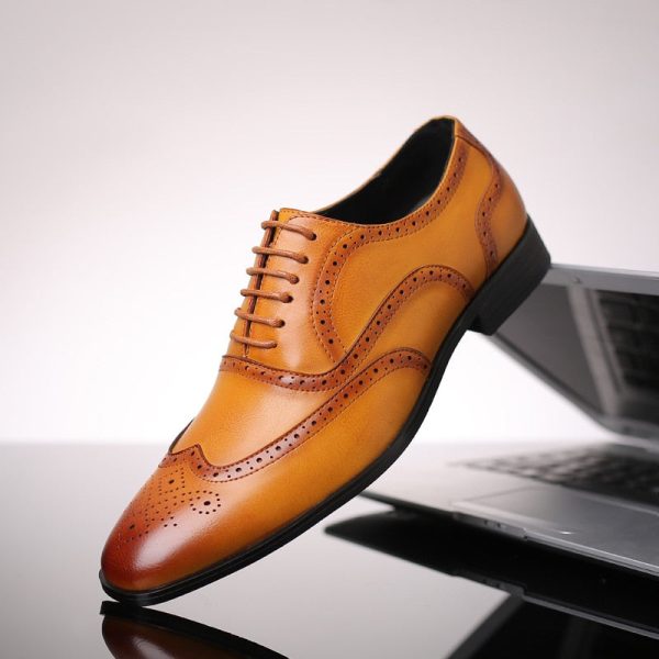 Men's Classic Retro Brogue Shoes Mens Lace-Up Leather Dress Business Office Flats Men Wedding Party Oxfords EUR Sizes 38-48 - Image 2