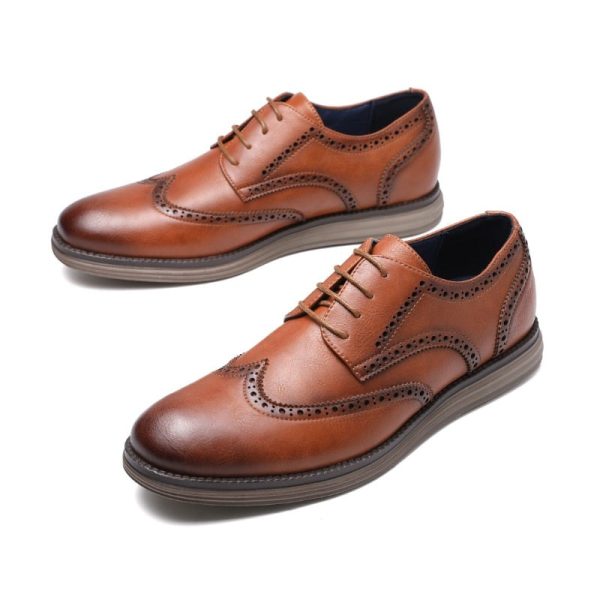 Genuine Leather Dress Shoes Comfy Men Casual Shoes Smart Business Work Office Lace-up Men Shoes - Image 3