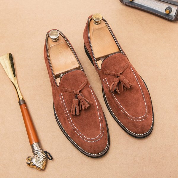 New Loafers Casual Shoes Flock Brown Breathable Slip-On Tassels Spring Men Shoes Free Shipping Size 38-47 Zapatos De Hombre - Image 4