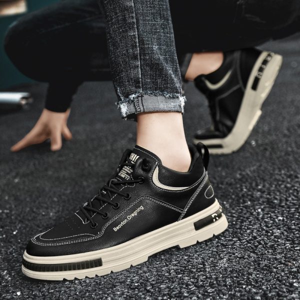 Men Boots Trend Casual Boots for Man High Quality Leather Outdoor Sneakers Fashion Men's Skate shoes Brand Vulcanized shoes - Image 3