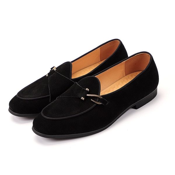 Fashion Men's Suede Genuine Leather Casual Shoes Mens Buckle Party Wedding Loafers Moccasins Men Light Comfortable Driving Flats - Image 4