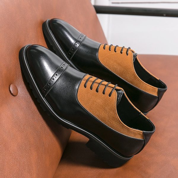 New Men Derby Shoes Black Round Toe Lace-up Party Business Pu Leather Handmade Men Dress Shoes  Size 38-46 - Image 2