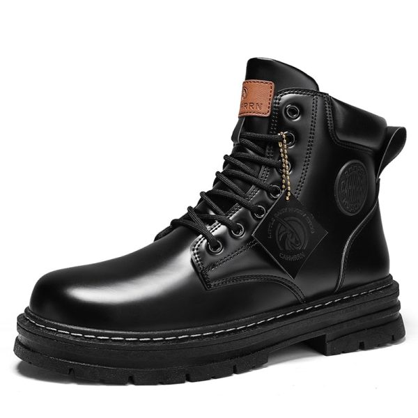 Designer Men Leather Ankle Boots Fashion Motorcycle Work Shoes Men Casual Boots Tooling Winter Shoes - Image 7