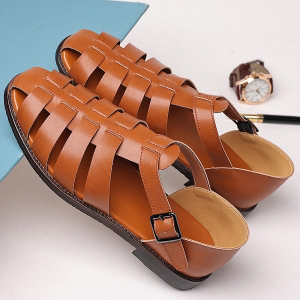 Men's Leather Sandals Men Trendy Summer Roman Shoes Mens Casual Comfortable Soft Beach Footwear Flats EUR Sizes 38-48 - Image 2