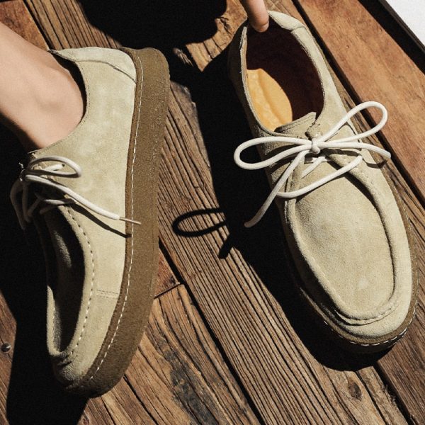 Fashion Men's Classic Retro Casual Shoes Lace-up Cow Suede Genuine Leather Mens Comfortable Driving Flats Men Outdoor Oxfords