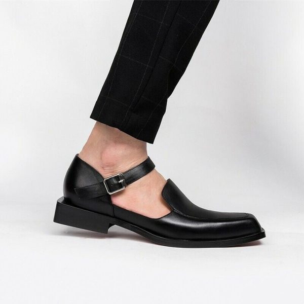 New Black Casual Business Men Shoes Buckle Strap  Round Toe Sandals Shoes for Men with Free Shipping Size 38-46 - Image 5