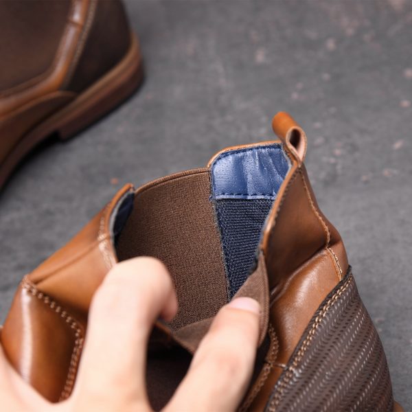 Men Chelsea Boots New Winter Men Boots Soft Leather Elastic Strap Ankle Boots Smart Formal Business Dress shoes Man S - Image 4