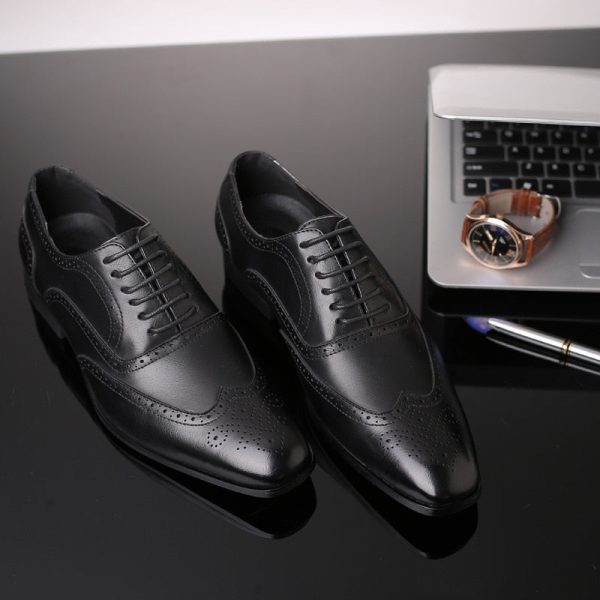 Men's Classic Retro Brogue Shoes Mens Lace-Up Leather Dress Business Office Flats Men Wedding Party Oxfords EUR Sizes 38-48 - Image 3