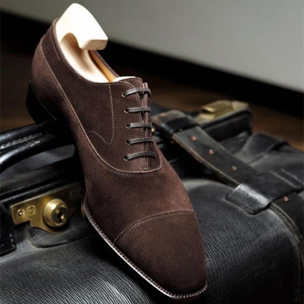 New Coffee Flock Derby Shoes for Men Lace-up Breathable Casual Shoes Size 38-46 Handmade Free Shiping Mens Shoes Spring Autumn - Image 3