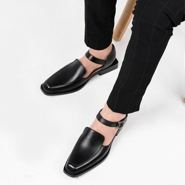 New Black Casual Business Men Shoes Buckle Strap  Round Toe Sandals Shoes for Men with Free Shipping Size 38-46 - Image 4