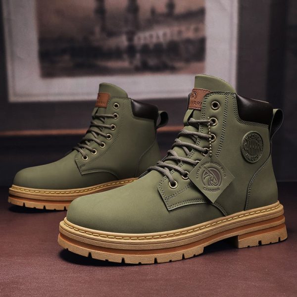 Designer Men Leather Ankle Boots Fashion Motorcycle Work Shoes Men Casual Boots Tooling Winter Shoes