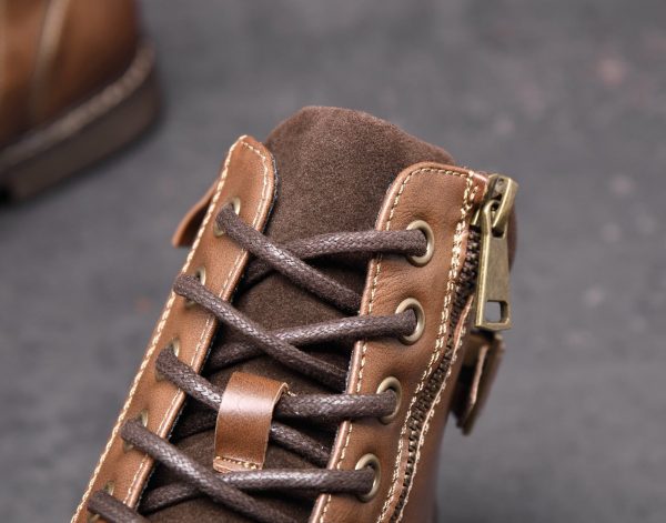 Men's Boots Winter Fashion botines Zip Lace-up Ankle Boots Vintage Business Dress Shoes Leather Casual Shoes For Men - Image 4