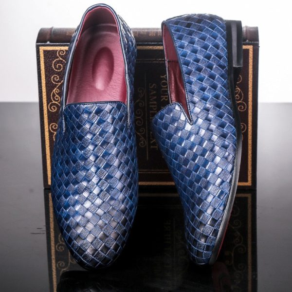 Men's Retro Woven Leather Casual Shoes Mens Driving Loafers Light Moccasins Men Trendy Party Wedding Flats Sizes 38-48