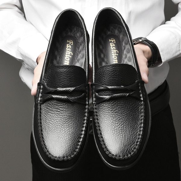 Genuine Leather Men Loafers Luxury Brand Italian Casual shoes High-end bespoke leather business shoes Slip On Driving Mocassins - Image 2