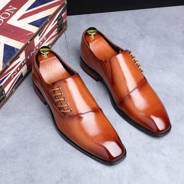 Men's Casual Business Shoes Microfiber Leather Square Toe Lace-up Mens Dress Office Flats Men Fashion Wedding Party Oxfords - Image 5