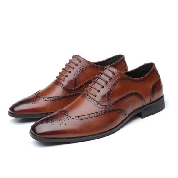 Men's Classic Retro Brogue Shoes Mens Lace-Up Leather Dress Business Office Flats Men Wedding Party Oxfords EUR Sizes 38-48 - Image 6