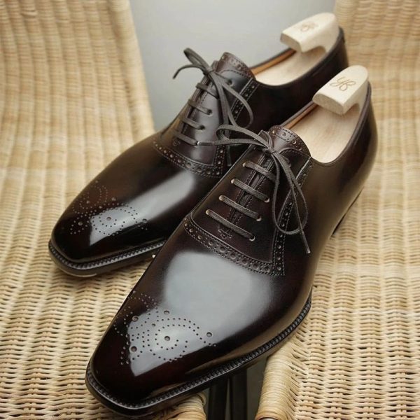 Oxfords Shoes for Men Brown Black Business Lace-up Pu Office  Brogue Dress Shoes Zapatos De Vestir Hombre - Image 3