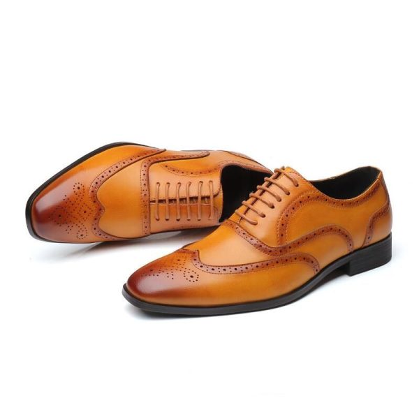 Men's Classic Retro Brogue Shoes Mens Lace-Up Leather Dress Business Office Flats Men Wedding Party Oxfords EUR Sizes 38-48 - Image 5