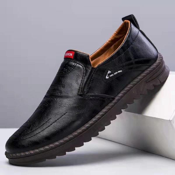 Men's Leather Shoes Summer  Men's Casual Shoes Slip-on Soft Sole Breathable Shallow Flat Driving Shoes Loafers for Men - Image 4