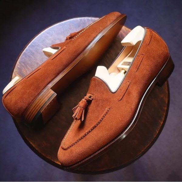 New Loafers Casual Shoes Flock Brown Breathable Slip-On Tassels Spring Men Shoes Free Shipping Size 38-47 Zapatos De Hombre - Image 3