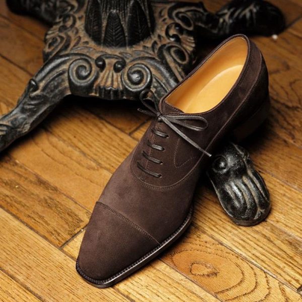 New Coffee Flock Derby Shoes for Men Lace-up Breathable Casual Shoes Size 38-46 Handmade Free Shiping Mens Shoes Spring Autumn - Image 2