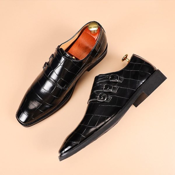 Men's Casual Business Leather Shoes Mens Buckle Square Toe Dress Office Flats Men Fashion Wedding Party Oxfords EU Size 37-48 - Image 4