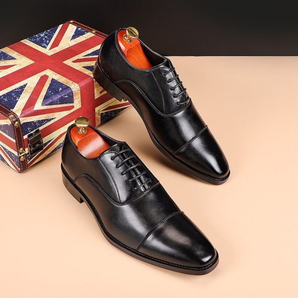 Men's Classic British Business Leather Shoes Mens Retro Derby Shoe Dress Office Flats Men Wedding Party Oxfords EU Size 37-48 - Image 2