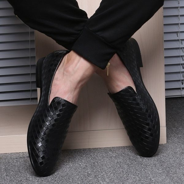 Men's Retro Woven Leather Casual Shoes Mens Driving Loafers Light Moccasins Men Trendy Party Wedding Flats Sizes 38-48 - Image 5