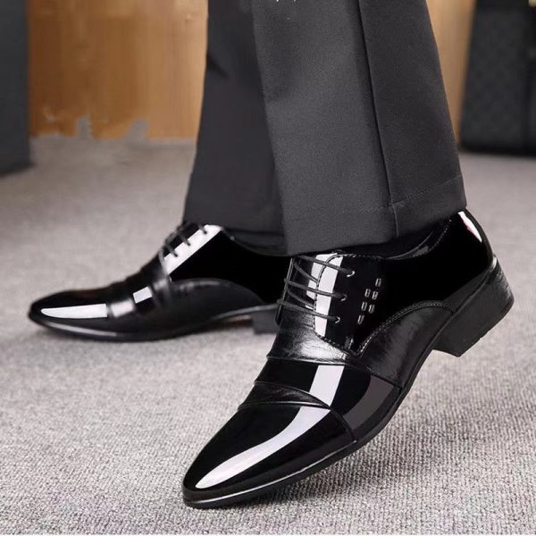 The Latest Oxford Shoes Men's Luxury Lacquer Wedding Shoes Pointed Toe Dress Shoes Classic Derby Shoes Leather Shoes Size 38-48 - Image 2