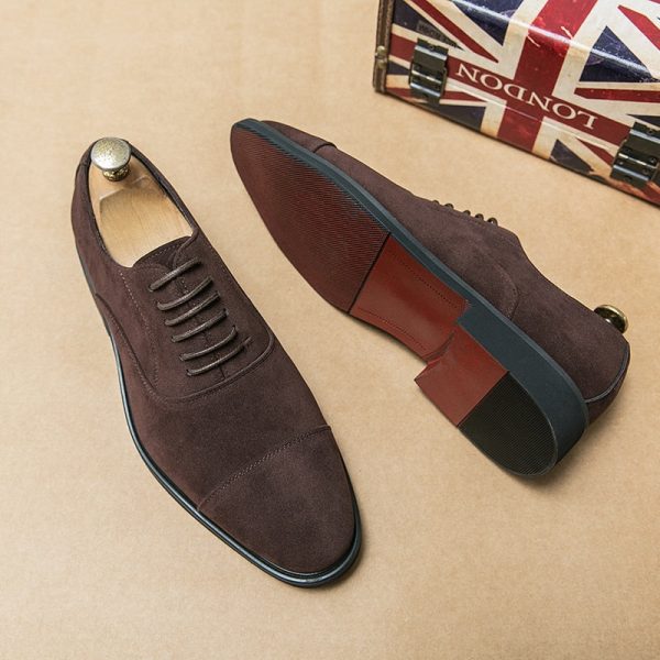 New Coffee Flock Derby Shoes for Men Lace-up Breathable Casual Shoes Size 38-46 Handmade Free Shiping Mens Shoes Spring Autumn - Image 5